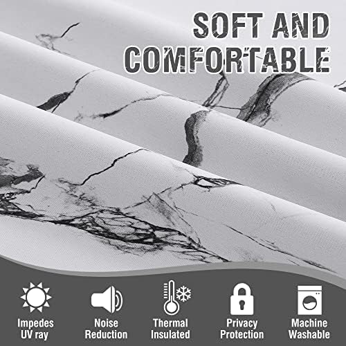 H.VERSAILTEX 100% Blackout Curtains 96 inch Length 2 Panels Set Marble