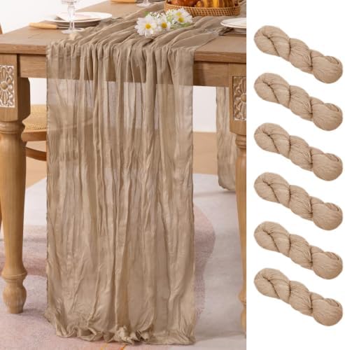 Nude Cheesecloth Table Runner Neutral Boho Fall Runner for Table