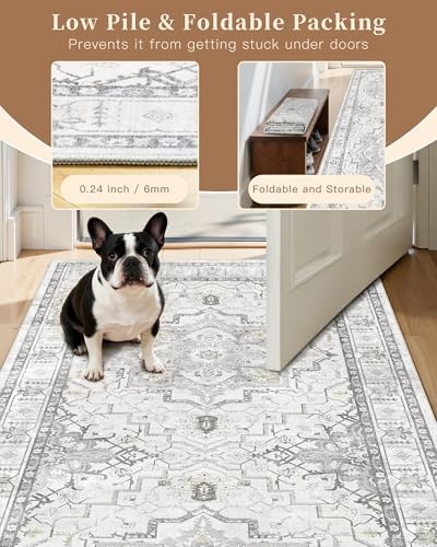Madane Washable Runner Rug 2x6 Runners for Hallways Non Slip, Grey