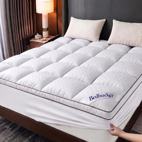 Queen Mattress Topper, Thick Pillow Top Mattress Pad, White