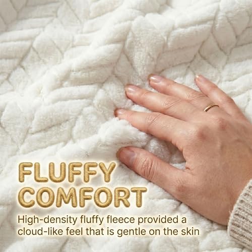 Superior Hope Herringbone Fluffy Fleece Blanket, Soft Plush Embossed