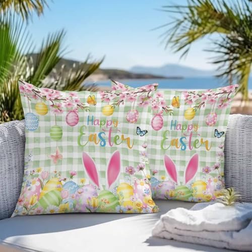 Happy Easter Outdoor Waterproof Throw Pillow Covers 18x18 Set of 2