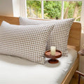 NSNLGSGC Tan Gingham Plaid Pillow Shams, 20"x30", Set of 2
