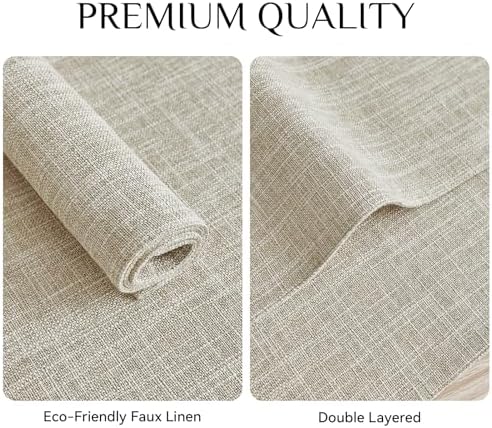 Softalker Faux Linen Cloth Placemats Set of 8-12 x 18 Inch, Beige