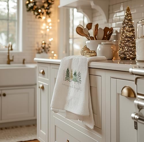 Christmas Tree Kitchen Towels - Neutral Christmas Hand Towels