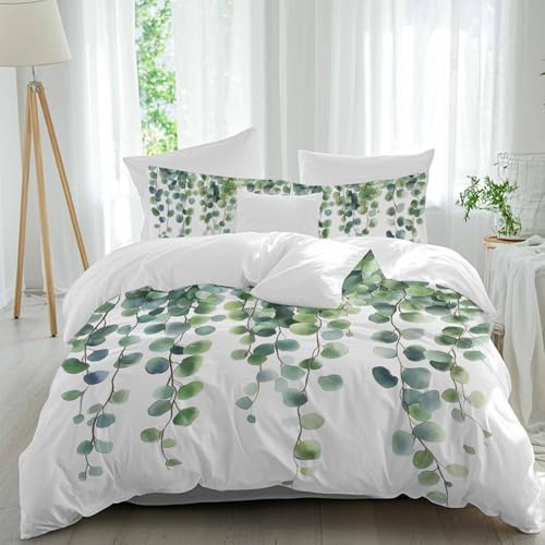 Chic D Duvet Cover Set Queen Size Green Leaves Branch Comforter Sets 1
