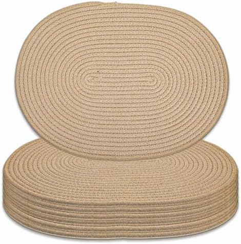 8 Pack Braided Oval Tablemats, 15.5 x 11.6 Inches Boho Oval Table Mats