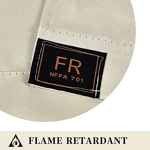 2 Panels Beige Flame Retardant - Rod Pocket Curtains, 52 X 108 in