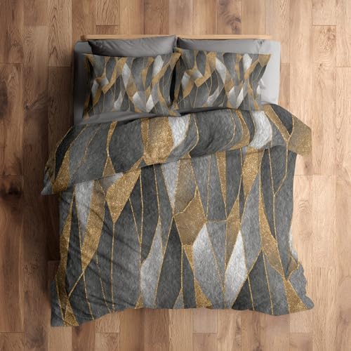 Modern Abstract Duvet Cover Queen Size, Geometric Pattern Bedding Set