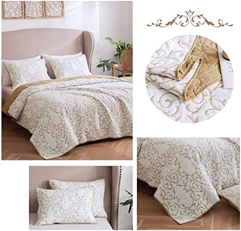 mixinni King Size Quilt Set 3-Piece, Cotton Blend Reversible