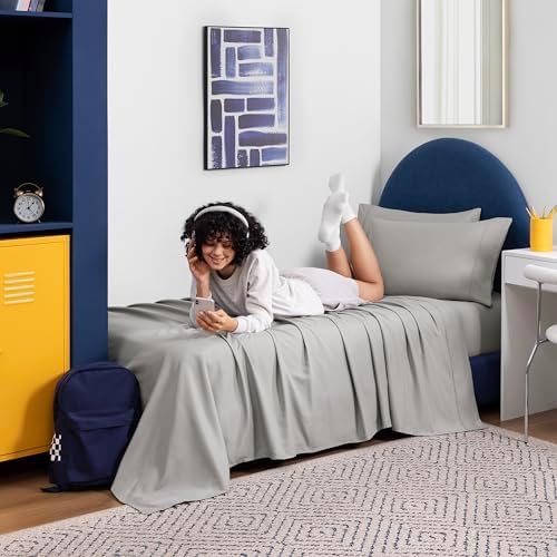 Casual Living Twin XL Sheet Set, Cooling Sheets, 4-Piece, Gray