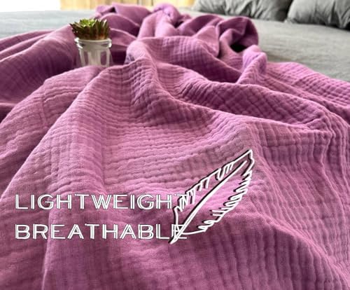 KyraHome 100% Organic Cotton 50"x60" Muslin Throw Blankets for Adults
