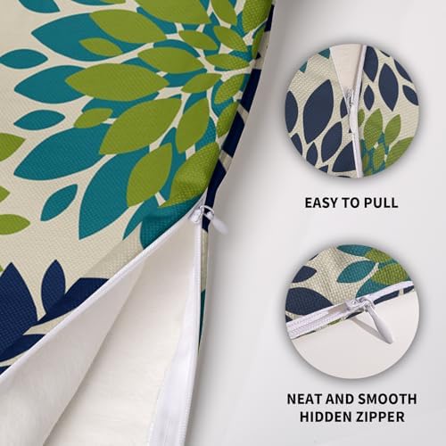 Navy Blue Lime Green Teal Pillow Covers 22x22 Inch Set of 2, Modern
