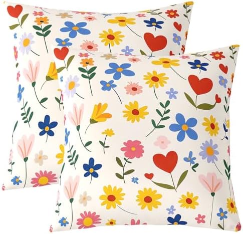 jejeloiu Cute Flower Throw Pillow Covers Set of 2 Floral Botanical