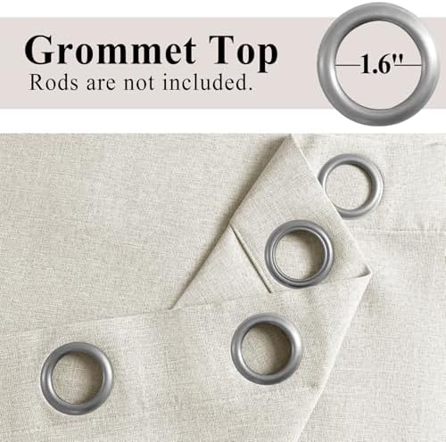 Frelement Ivory White 108inch Length Extra Long Linen Curtains Full