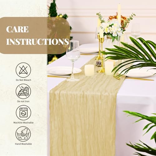 Pesonlook 12 Pack Beige Cheesecloth Table Runner Long,17.7×108 Inch