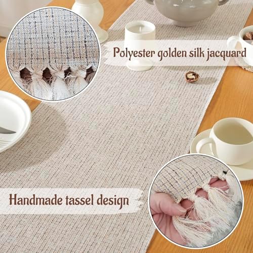 JeogYong Faux Linen Table Runner 13 x 108 Inch Rustic Table Runner
