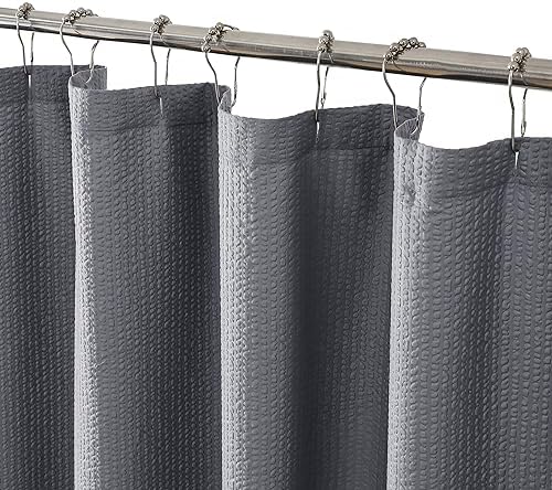 OVZME Berry Grey Waffle Shower Curtain, 3D Embossed Textured Grey