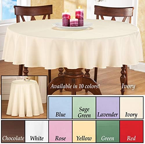 Collections Etc 70 Inch Round Solid Colored Tablecloth, 100% Durable