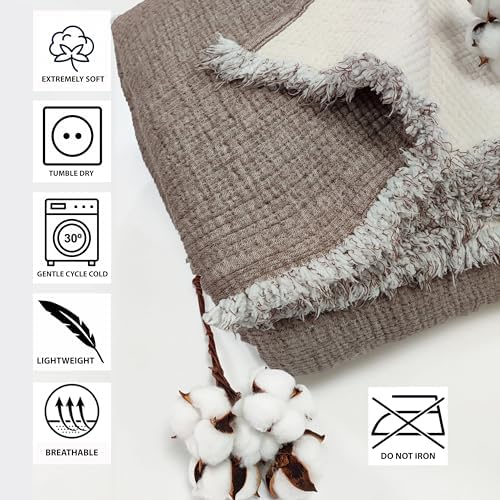 Quilted Throw Blanket Soft Gauze Dual Color, Lightweight Quilt,Blanket