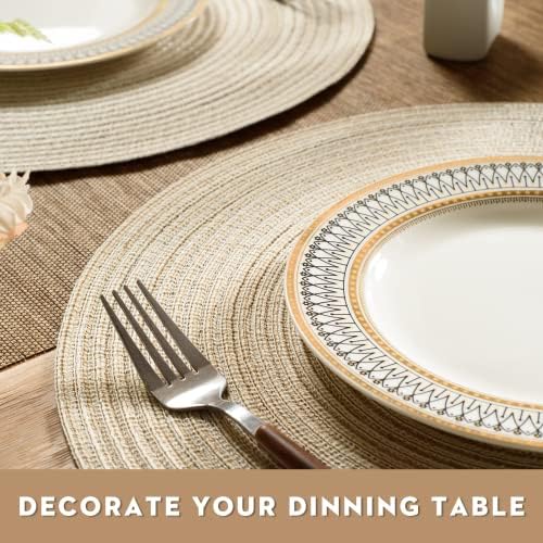 FunWheat Round Braided Placemats Set of 8 Place mats for Dining Tables