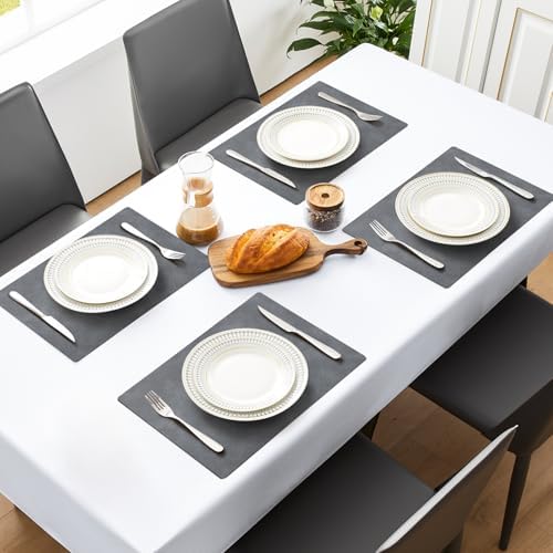 MOSAYT Vinyl Faux Leather Placemats, Set of 4, Grey
