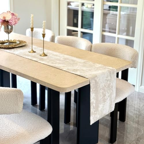 Beige Table Runner 144 Inches Long Cashmere Texture Farmhouse Home