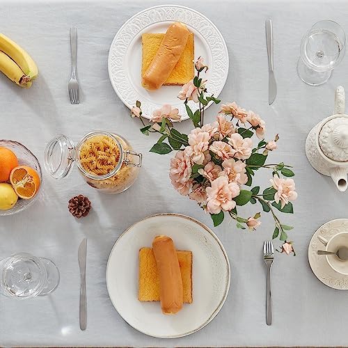 TOSMO 100% Linen Tablecloth, 52 x 70 Inch Rectangle Table Cloth, Soft