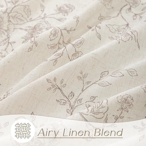 Coffee Floral Curtains 63 inch Length Back Tab Farmhouser Living Room