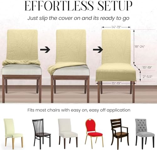 Waterproof Dining Chair Covers Set of 6 - 3 Layers Thick Fabric