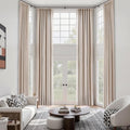 144 Inch Extra Long 100% Blackout Linen Pinch Pleated Curtain Oatmeal