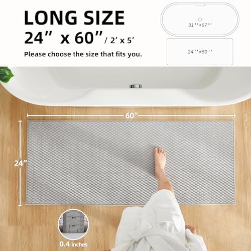 TYUU Bathroom Runner Rug, Long Bath Mat Washable Thin Quick Dry Low
