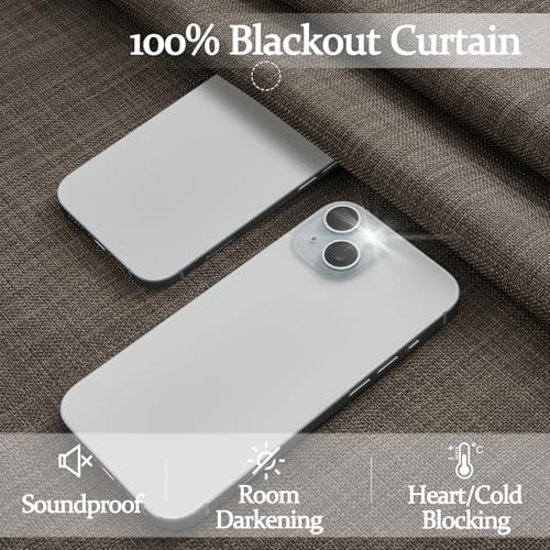 Blackout Dual Layer Linen Bedroom Curtains 84 Inches Long 2 Panels