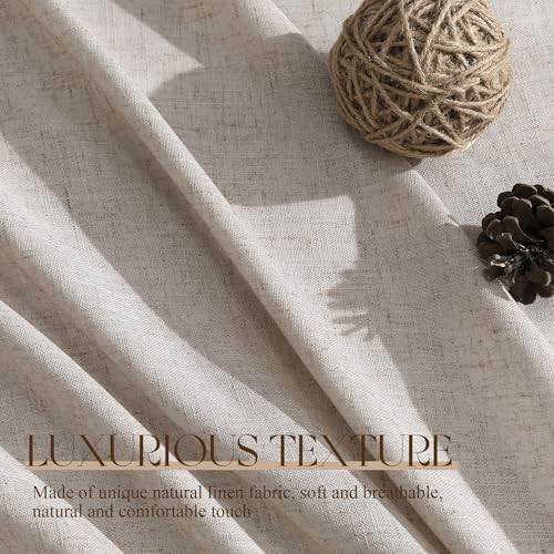 Jowels Oatmeal Linen Curtains 84 Inch Long 2 Panels for Living Room