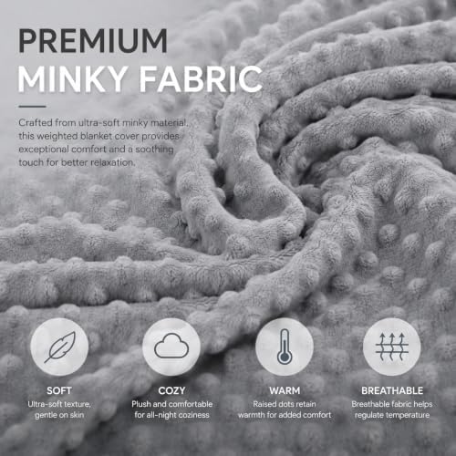 Weighted Blanket Cover 60x80, Dark Grey Removable Duvet Cover for