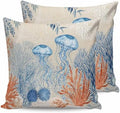 16x16 Pillow Covers Set of 2, Coastal Jellyfish Throw Pillow Covers