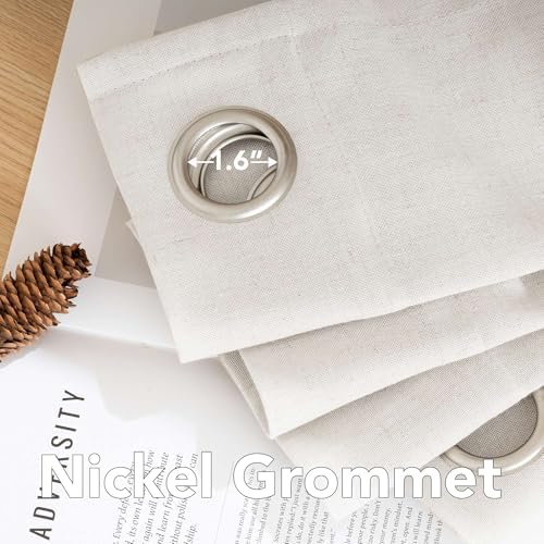 H.VERSAILTEX Natural Linen Grommet Curtains 84 Inch Length for Living