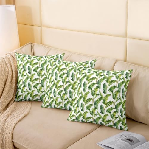 jejeloiu Palm Leaf Throw Pillow Covers Set of 2 22 x 22-Inch Kids Palm