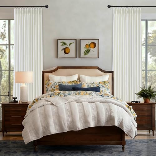 Cream Pinch Pleated Curtains 63 Inch Length for Living Room