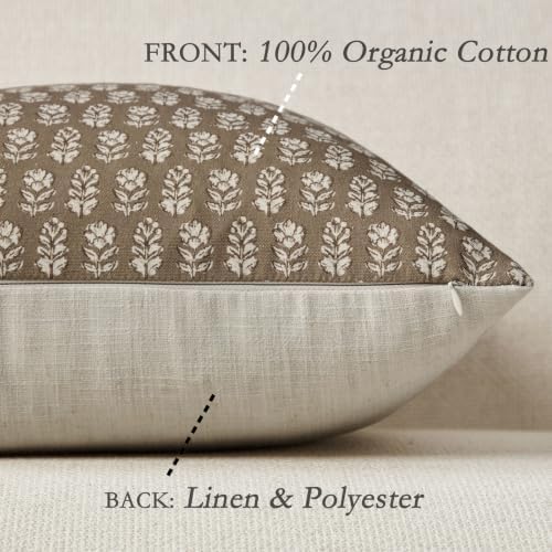 2 Pack Decorative Floral Print Pillow Covers 18x18in, Cinnamon