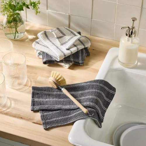 Figmint Waffle Kitchen Towels (4pk Dish Cloth Set Dark Gray) 12"x12"