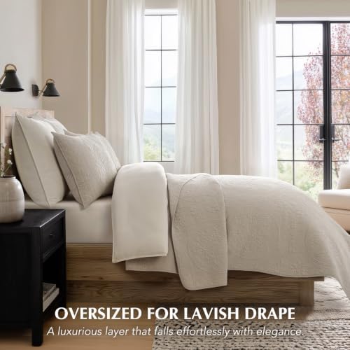 EverGrace 100% Cotton Medallion Stitch Quilt Set, King Size, Birch