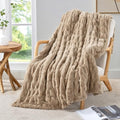 Ruched Spandex Luxury Faux Fur Throw Blanket Reversible to Cozy