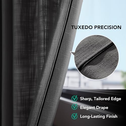 Deconovo Light Filtering Sheer Curtains 96 Inches Long for Living Room