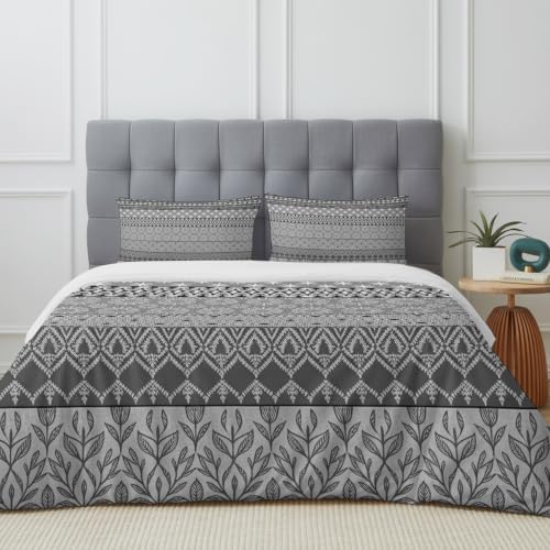 Grey Boho Full Duvet Cover Set - 4 Pcs Comforter Cover Bedding Sets