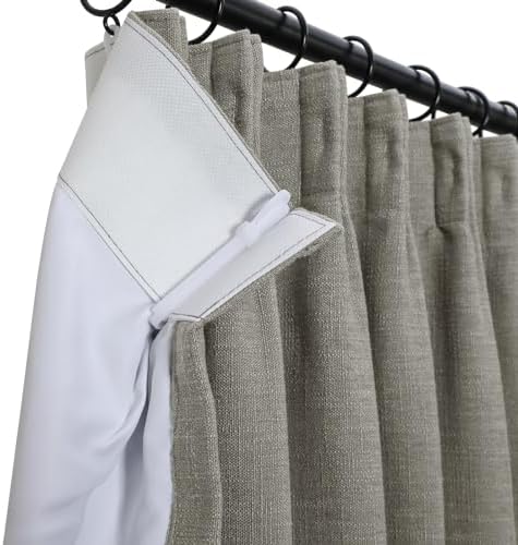 TWOPAGES Light Gray Blackout Thermal Insulated Curtain with White