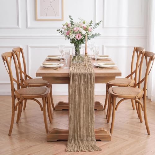 Wokceer 12Pack Nude Cheesecloth Table Runner,Gauze Table Runner