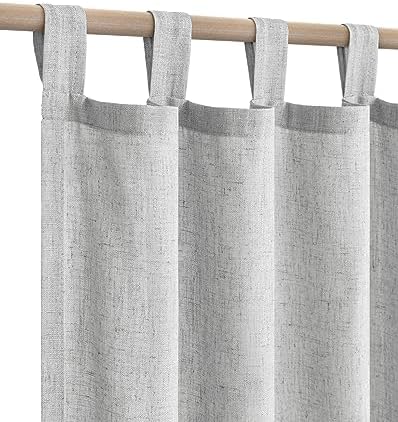 Light Grey Curtains 63 Inch Length for Bedroom 2 Panels Set Tab Top