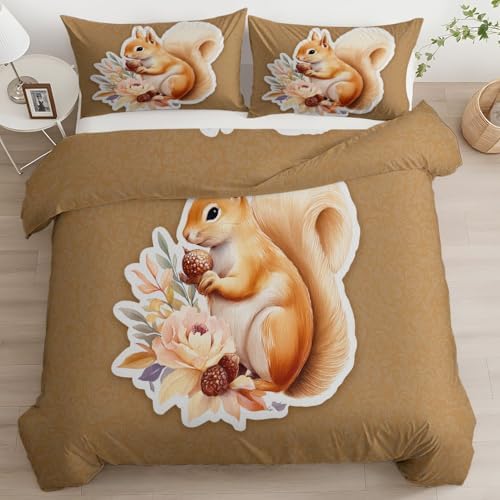 California King Duvet Cover Set Retro Pine Acorn Soft Microfiber