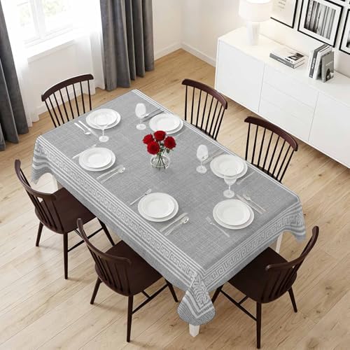 Vintage Key Pattern Grey Linen Rectangle Tablecloth 60x120